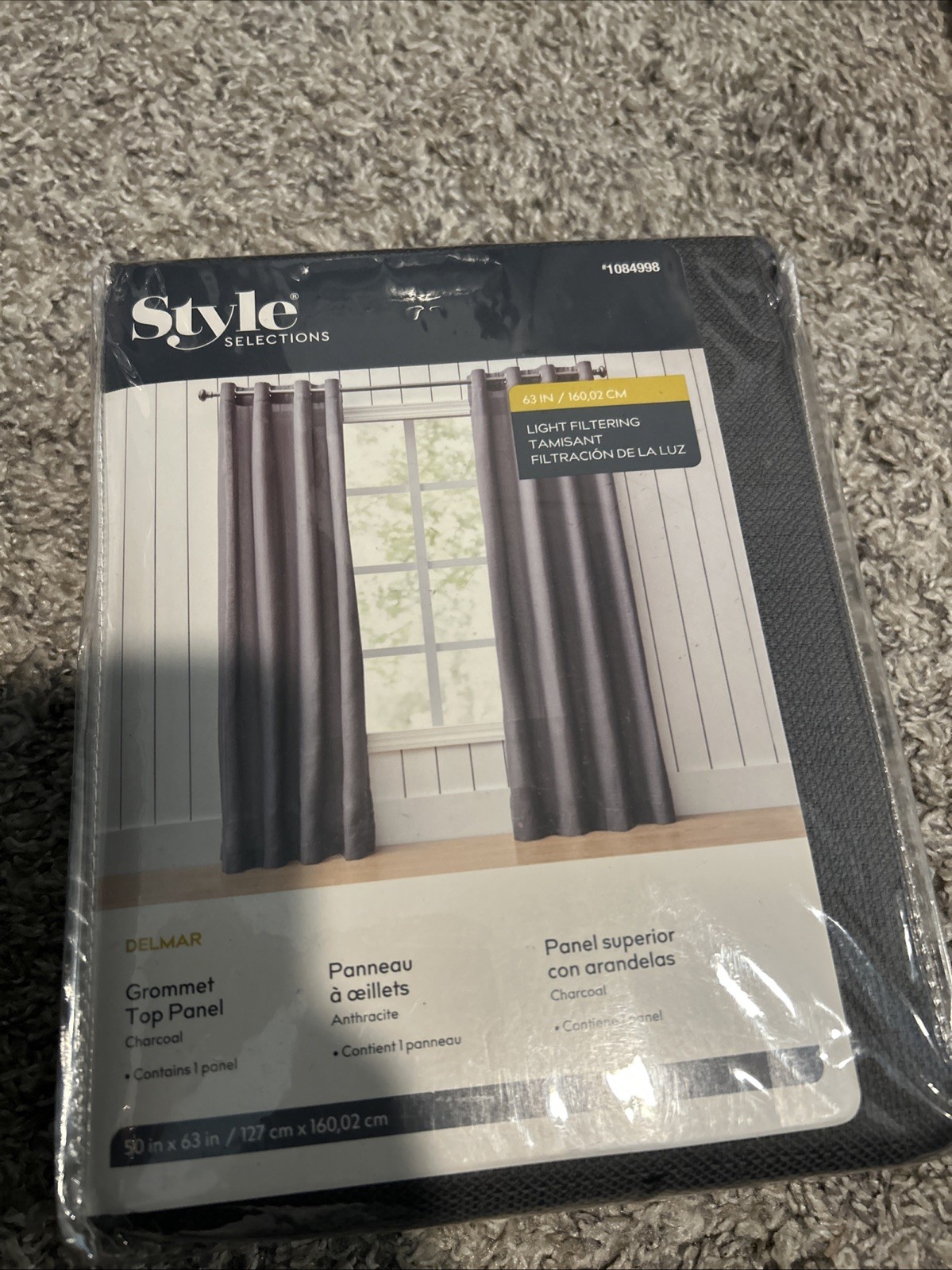 Living Logic Delmar Charcoal Grommet Top Panel 1084998 50 in x 63 in New