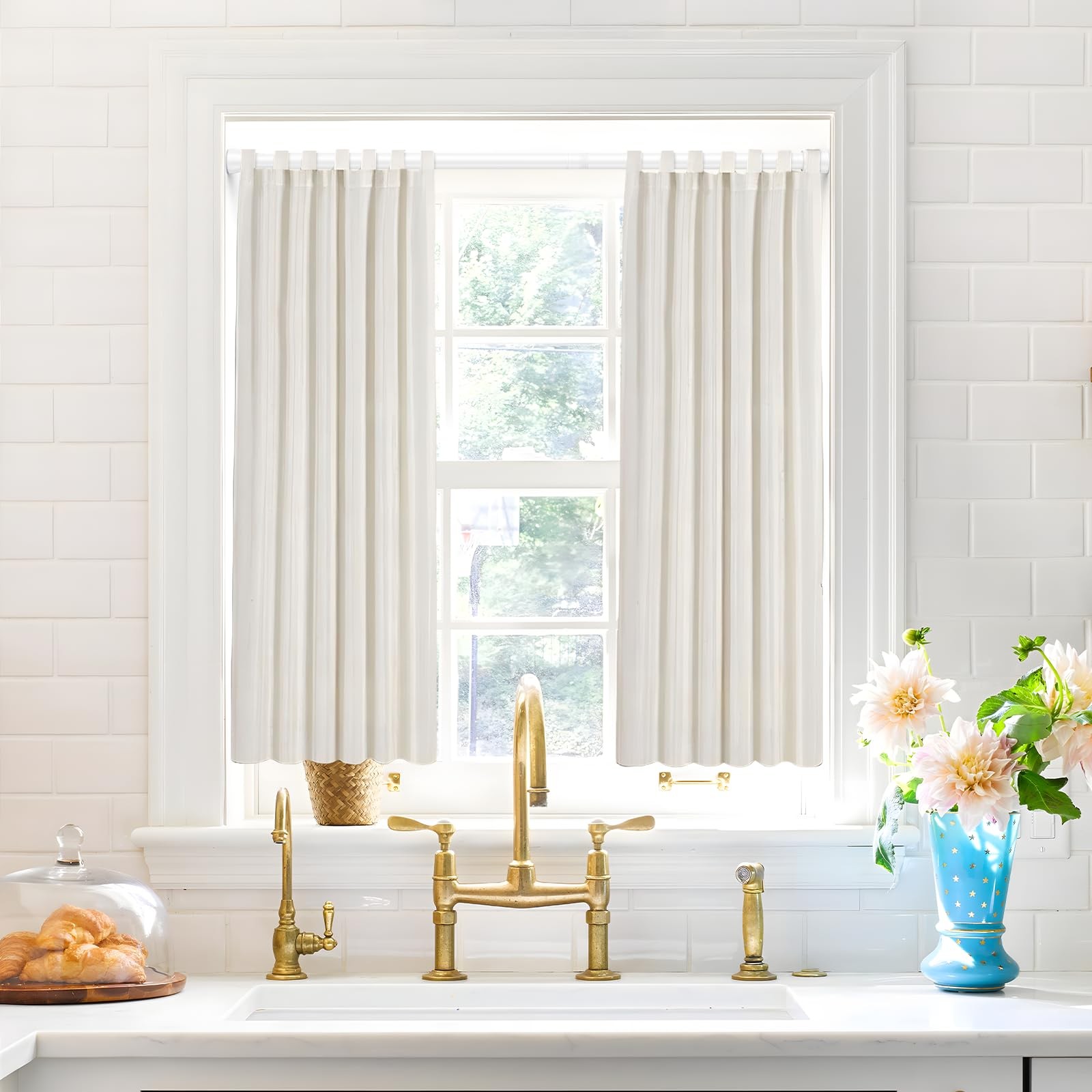 White Tension Curtain Rod for Windows 28 to 48 inch, 28-48 inches, White-1P