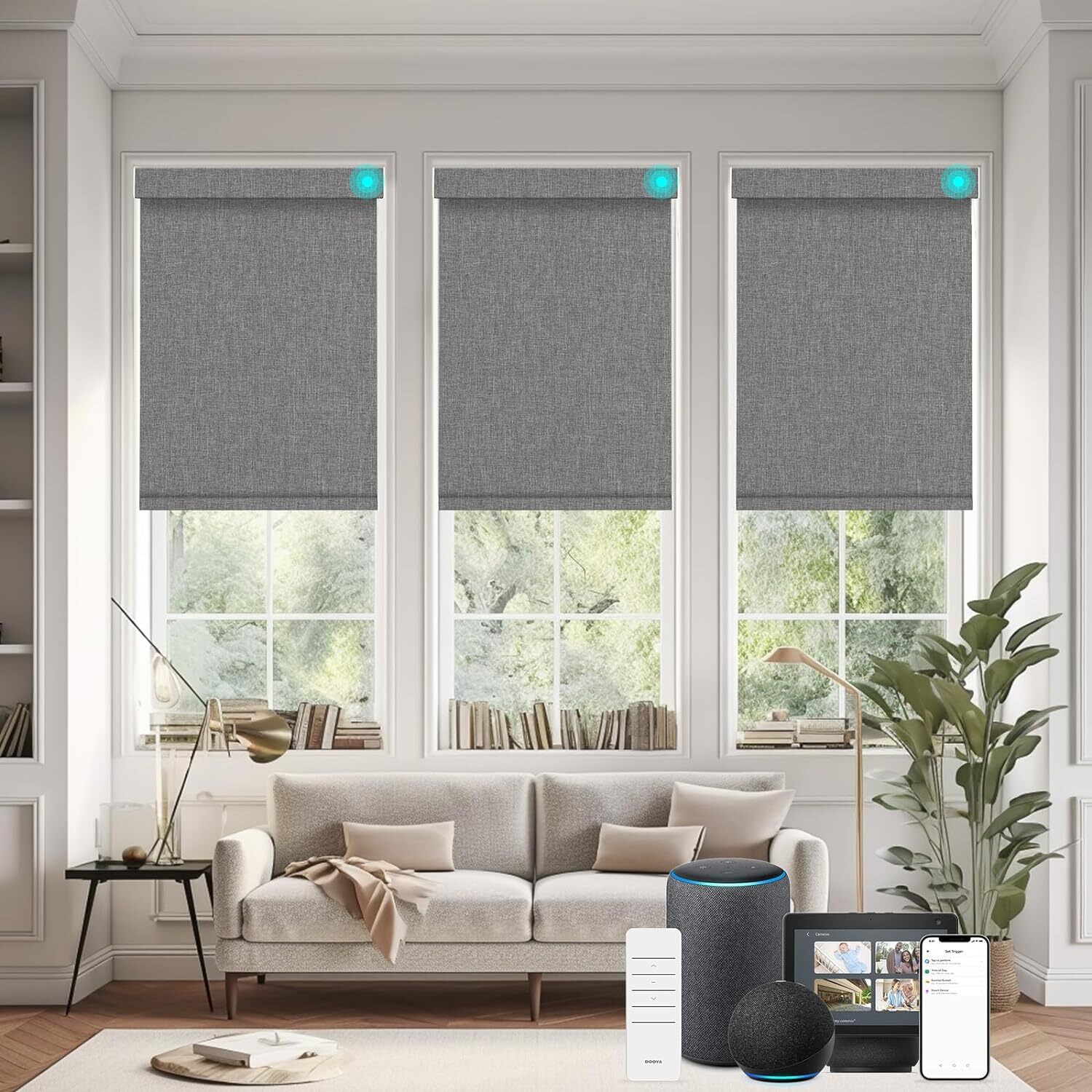 Changshade Smart Blackout Roller Blind Work with Alexa Phone Contro Window Blind