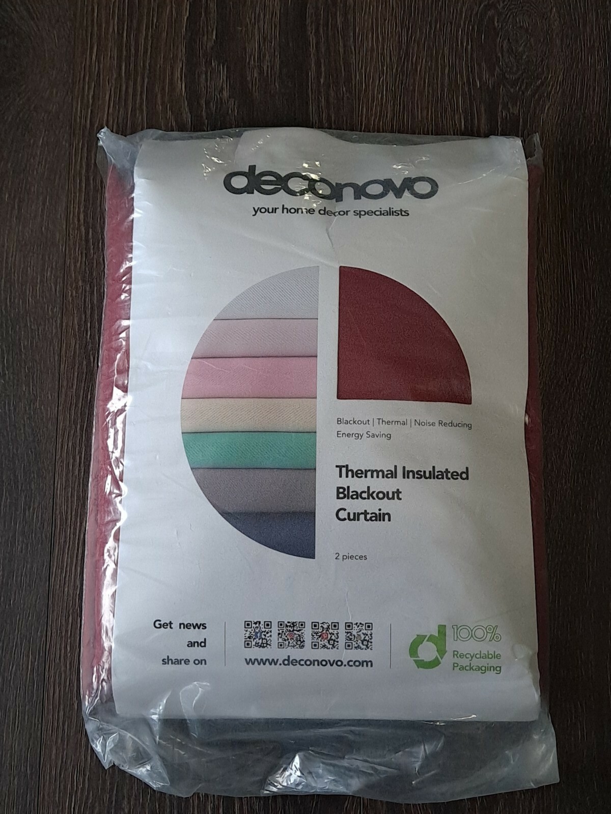DECONOVO Burgandy Thermal Insulated Blackout Curtain 2 Piece Set 52″x72″! Sku#65
