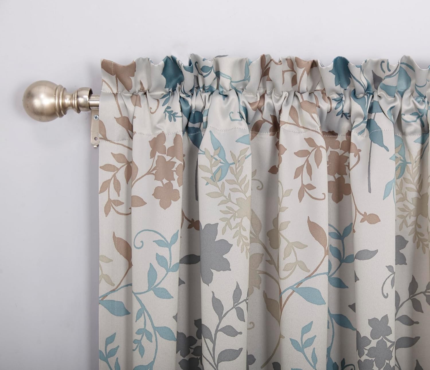 Sun Zero Kara Floral Print Energy Efficient Rod Pocket Curtain Panel, 54″ x 63″,