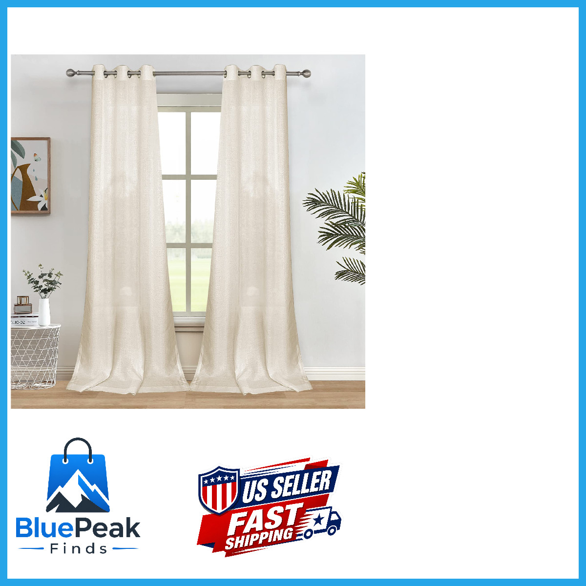 Melodieux Natural Beige Semi Sheer Curtains 96 Inches Long For Small Windows