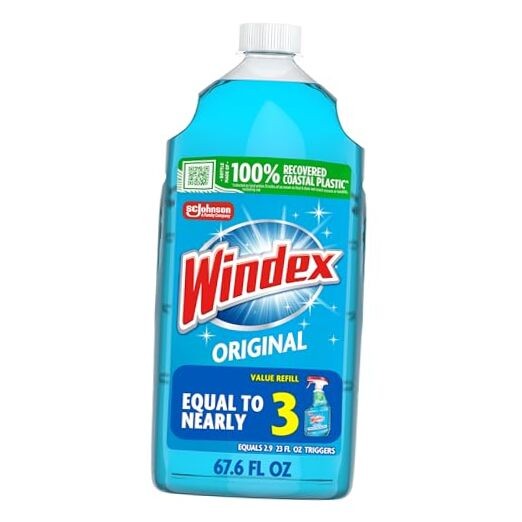 Windex Glass and Window Cleaner Bottle, Bottle 67.6 Fl Oz (Pack of 1) Refill