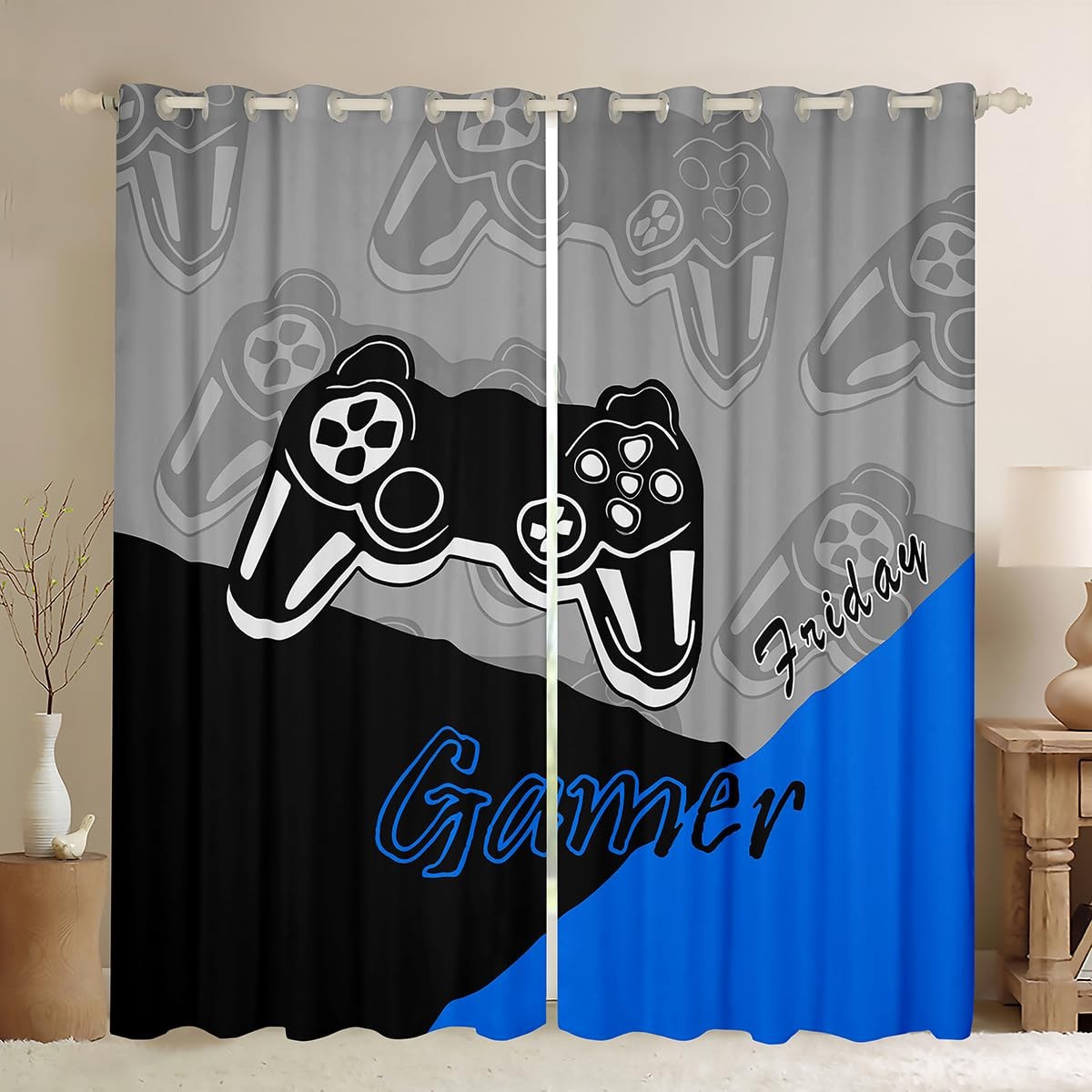 Feelyou Gamer Curtains for Bedroom Teens Boys Gaming Curtain Gamepad Home Dec…