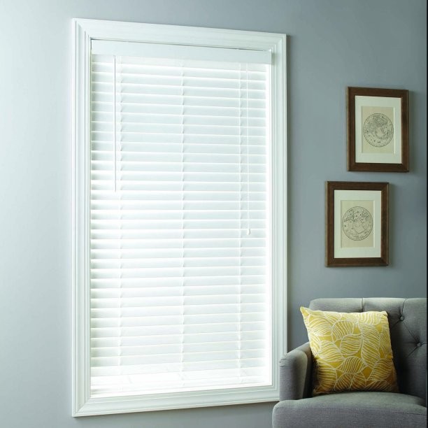 Better Homes Gardens 2″ Cordless Faux Wood Blinds, White, 33″ x 64″ – Material: