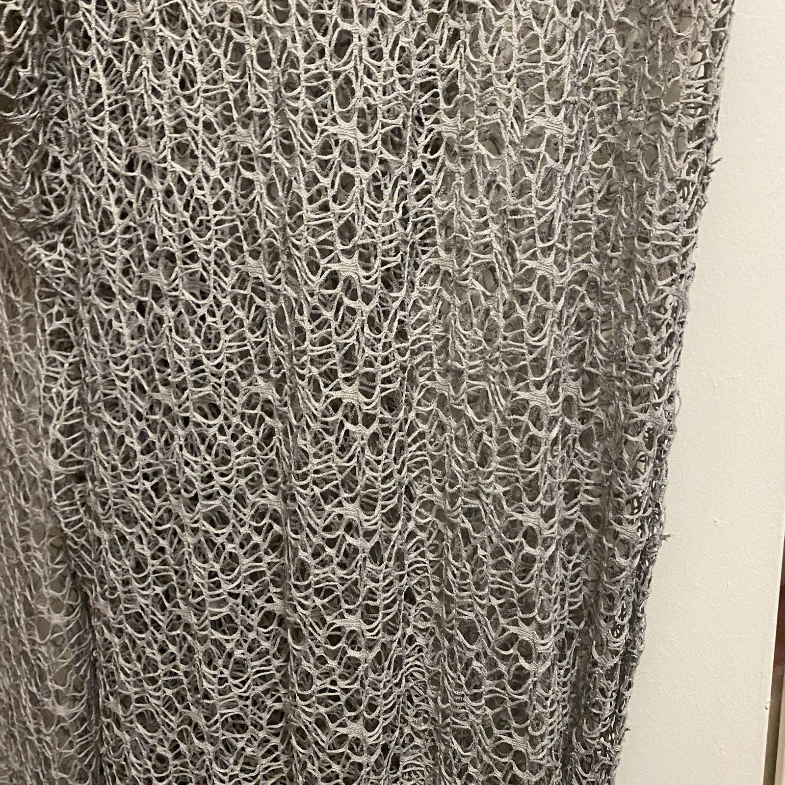 Set Lot Of 2 Gray Open Net Window Curtains By Acus Textiles 56”W x 96”L 56×96