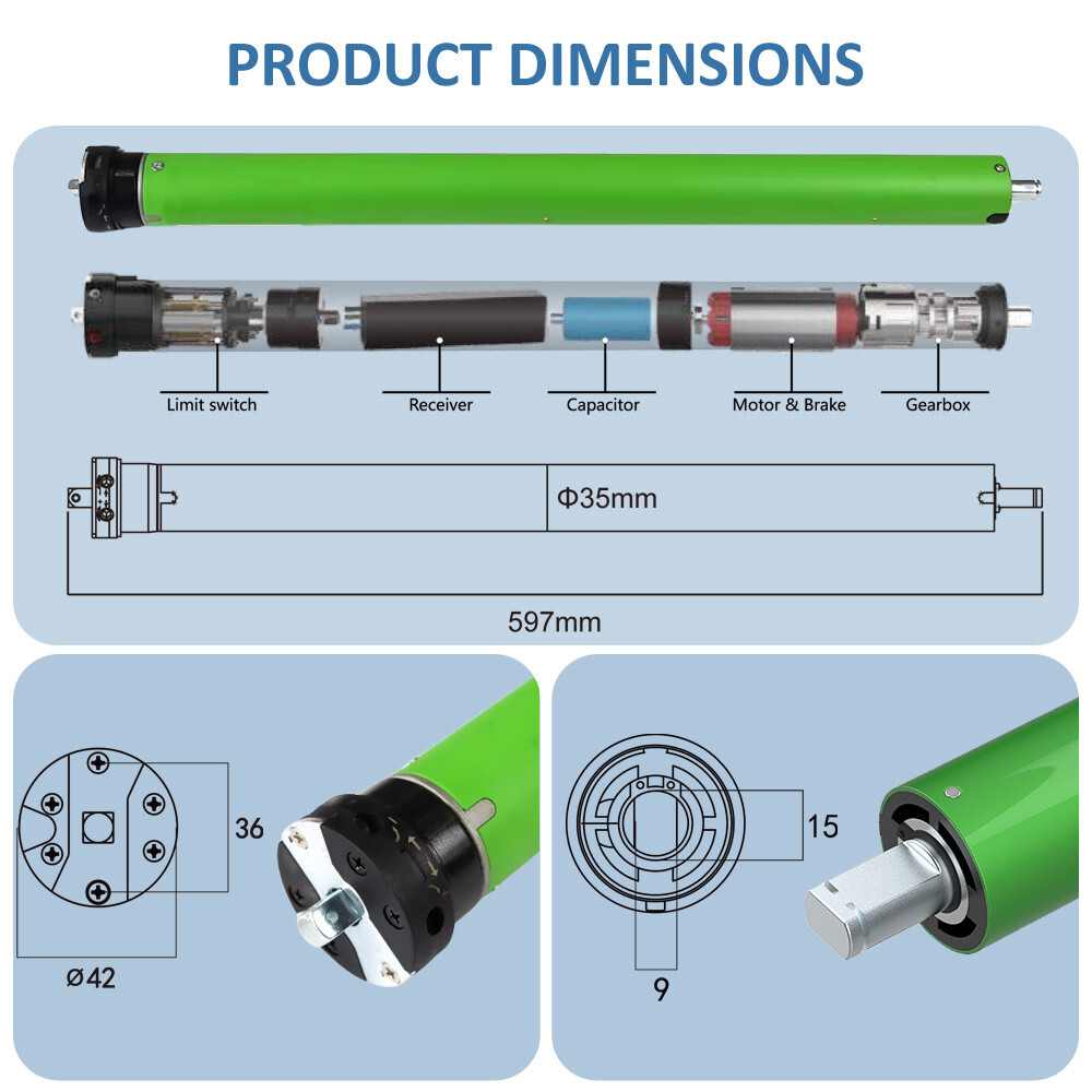 Tuya Smart ZigBee 35mm Roller Blinds Motor for 40/50mm Tube Work with Alexa