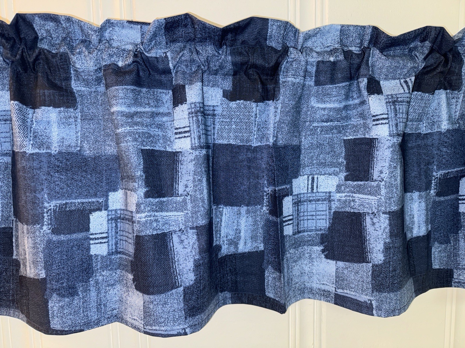 Custom Denim Patchwork Look VALANCE CURTAIN 100% Cotton Bedroom RV Curtains