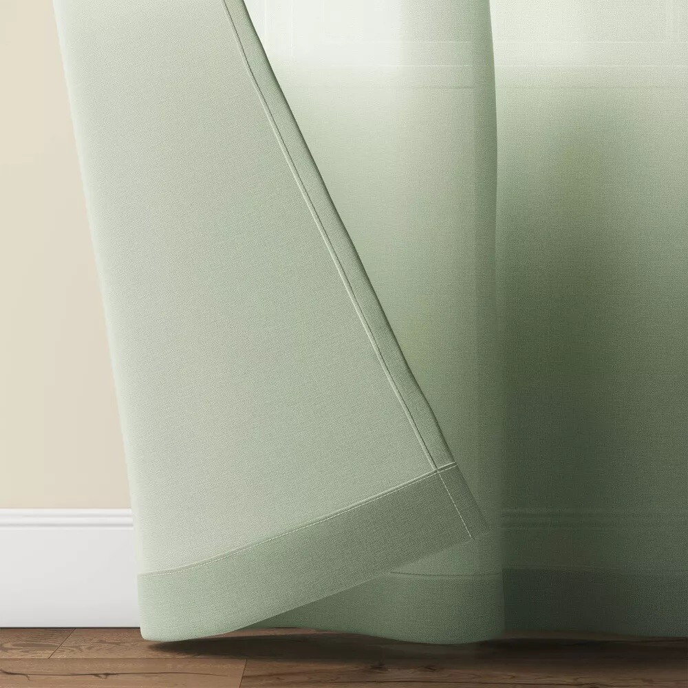 Threshold Farrah Sage Green Light Filtering Single Curtain Panel 54″ x 84″ Each