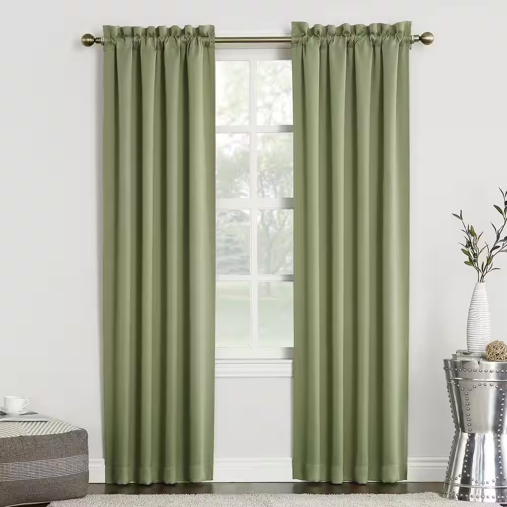 Gavin Energy Saving Sage Green Polyester 40 In. W X 84 In. L Rod Pocket Blackout
