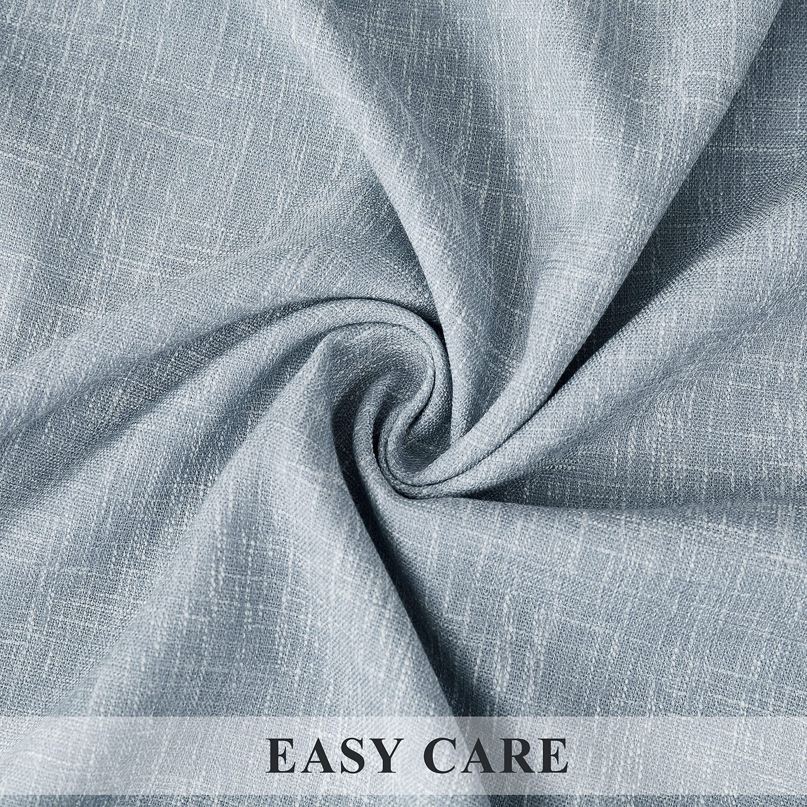 Central Park Blue Solid Full Blackout Curtain Heavy Linen Texture Window