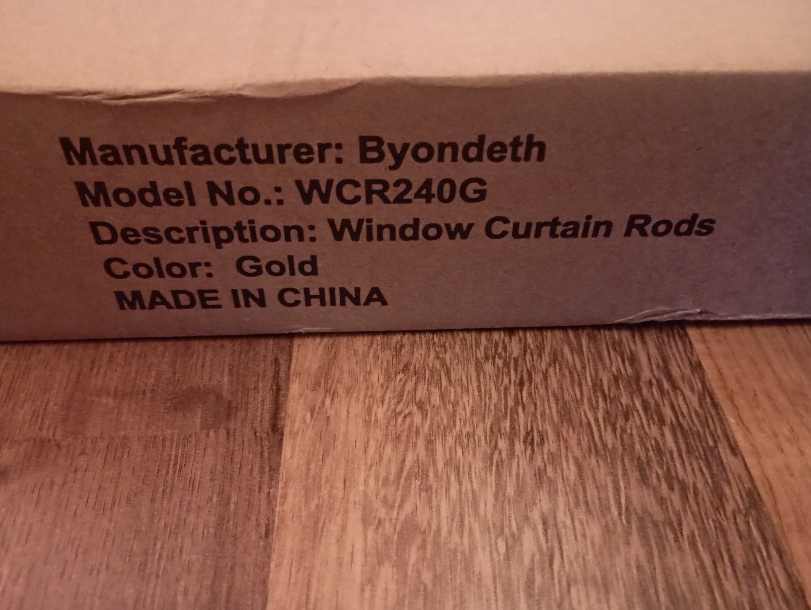 Byondeth Window Curtain Rods#WCR240G Gold Color Adjustable 16-48 In New Open Box