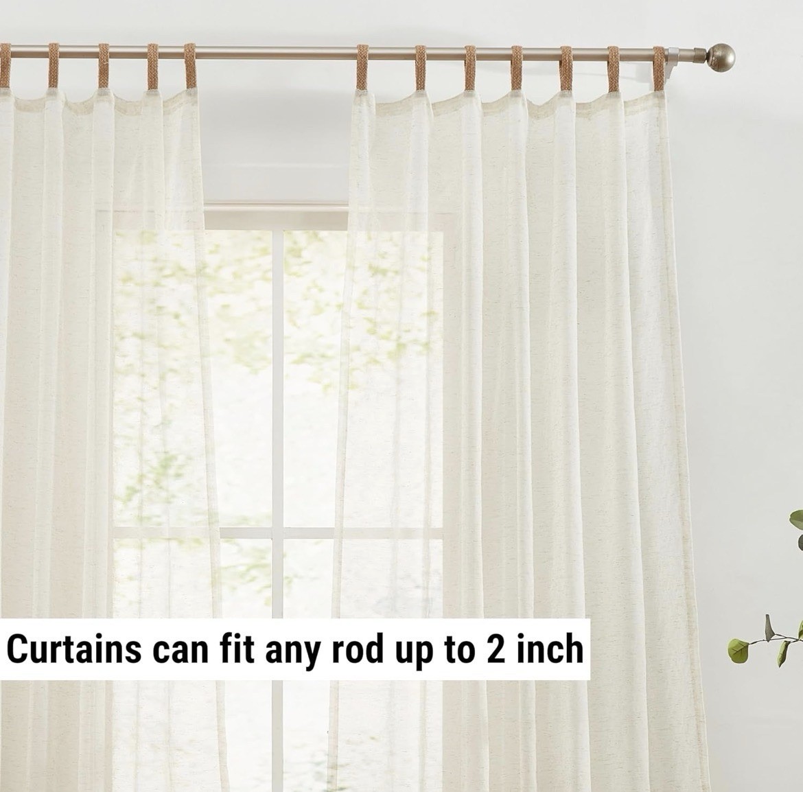 LENA BURLAP SHEER FLAX LINEN TAB TOP CURTAINS 2 PANELS BOHO BOHEMIAN NWT