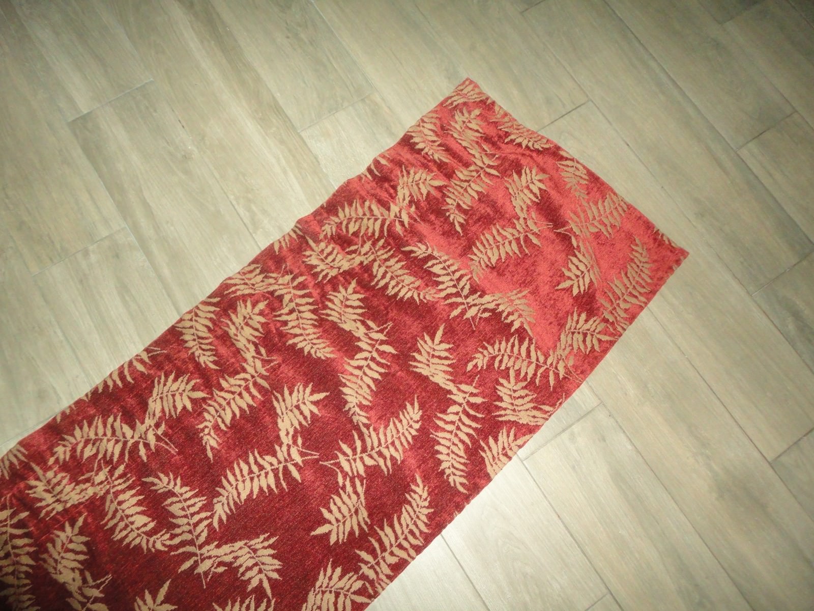 RED & TAN FERNWOOD FERNS BOTANICAL CHENILLE (1) TAILORED VALANCE 17 X 71