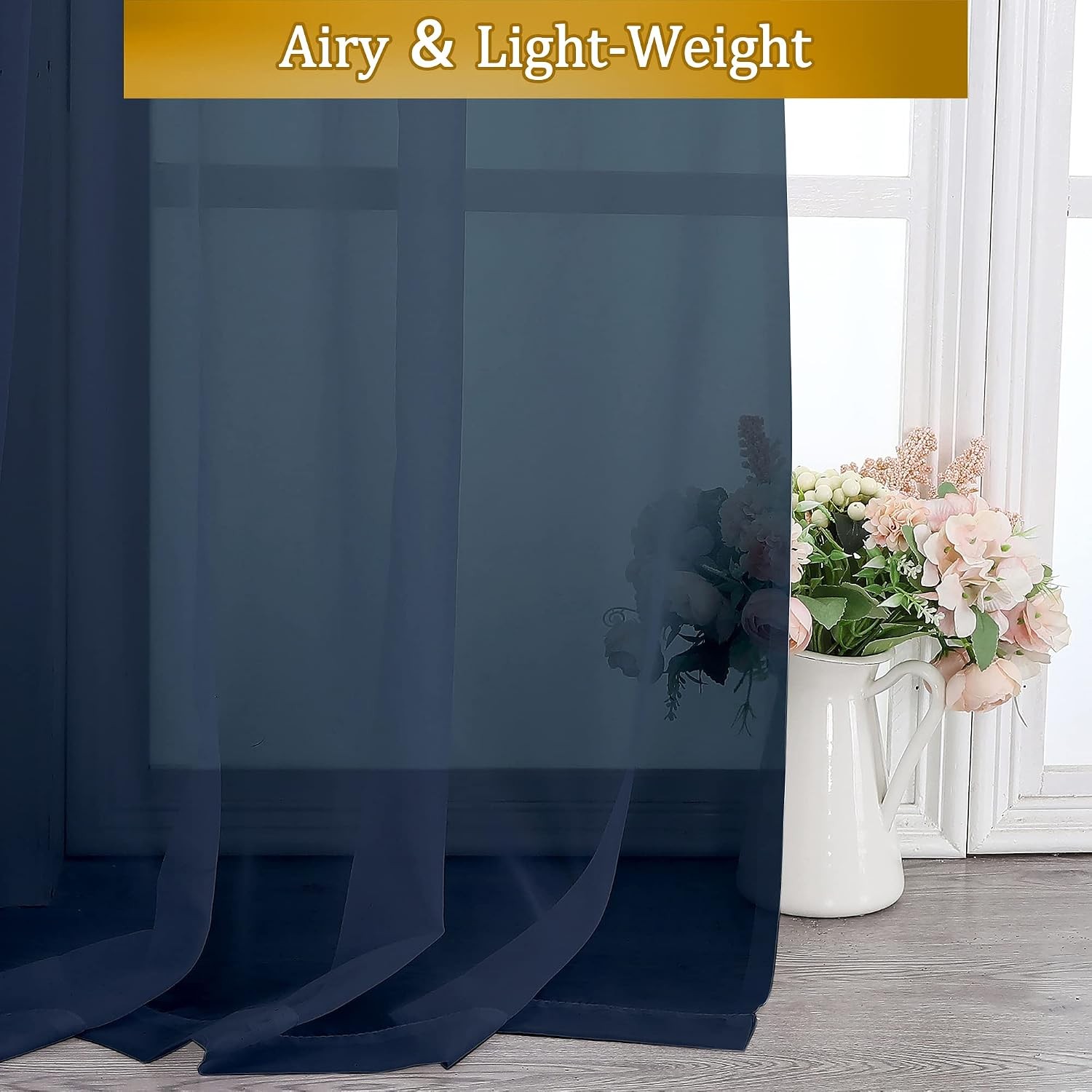 Pure Sheer Window Curtains 72 Inch White Voile Rod Pocket 2 Piece Curtain Set