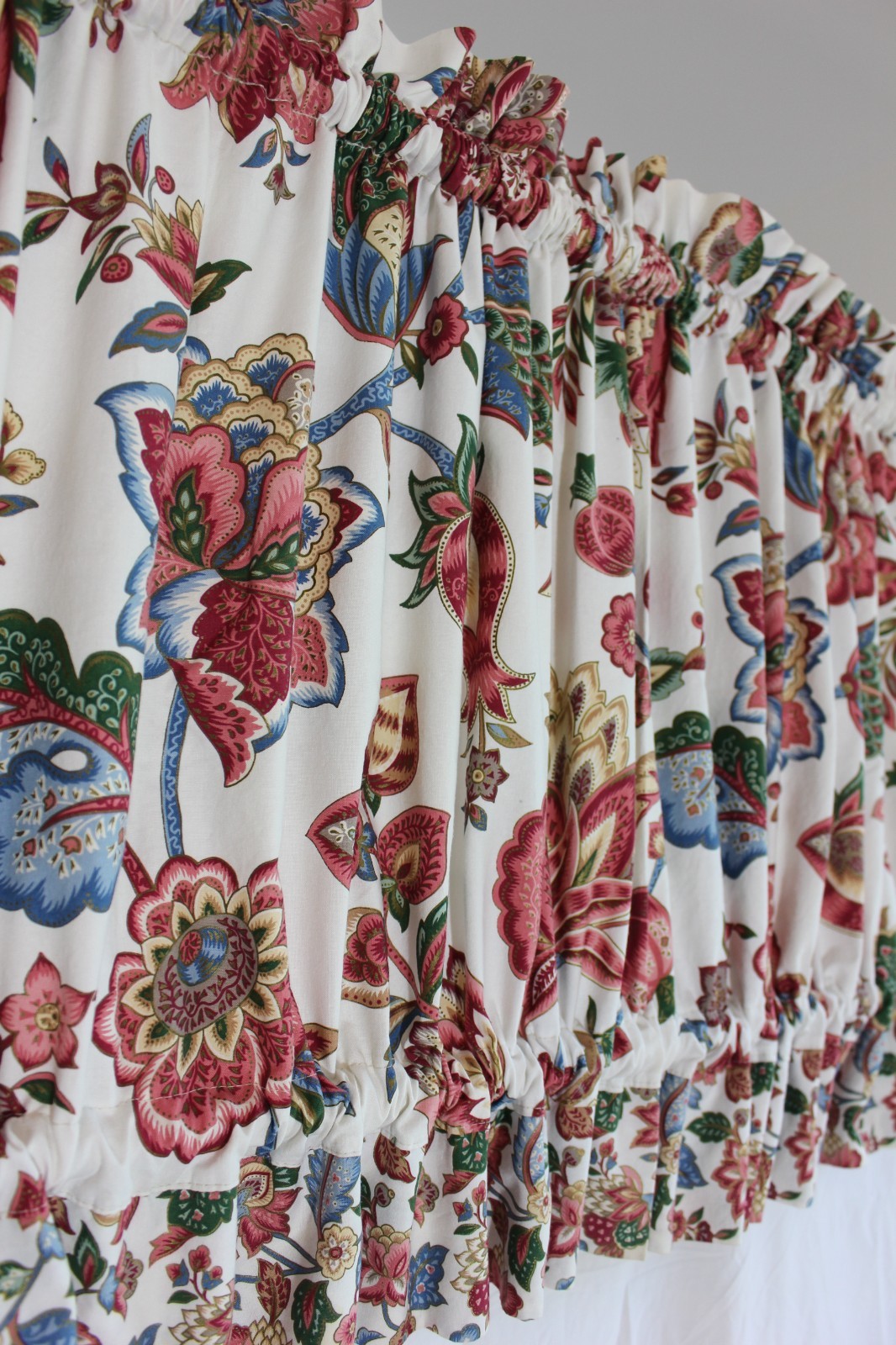 Custom Jacobean Floral Knightsbridge Valance 77×23 Dual Header Vintage 1990s