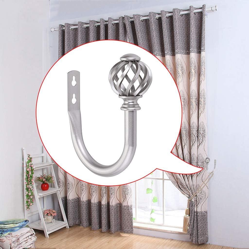 Set of 2 Metal Curtain Holdbacks – Wall Mounted Drapery Tiebacks with Screws, De