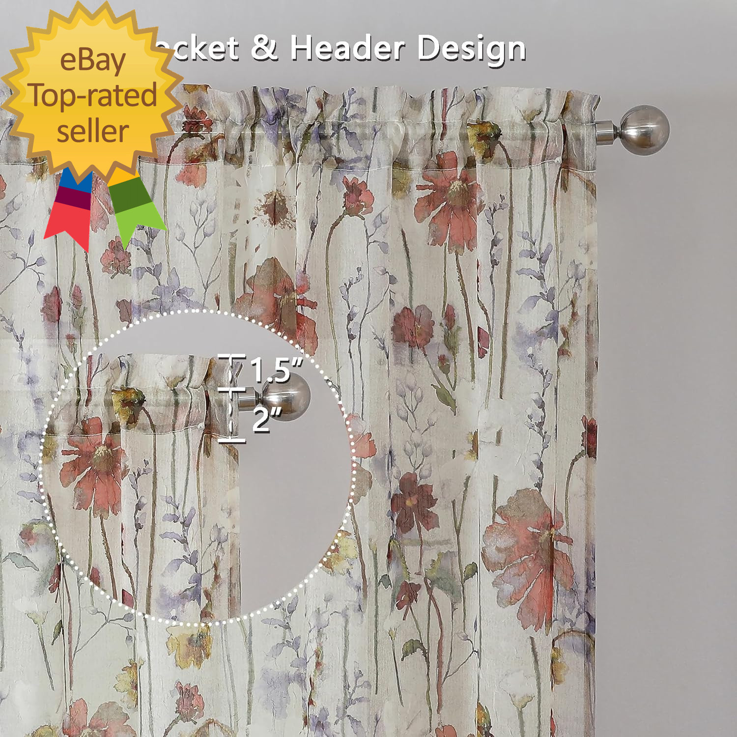 Crushed Kitchen Window Curtains 45 Inches Length 2 Panels Elegant Farmhouse