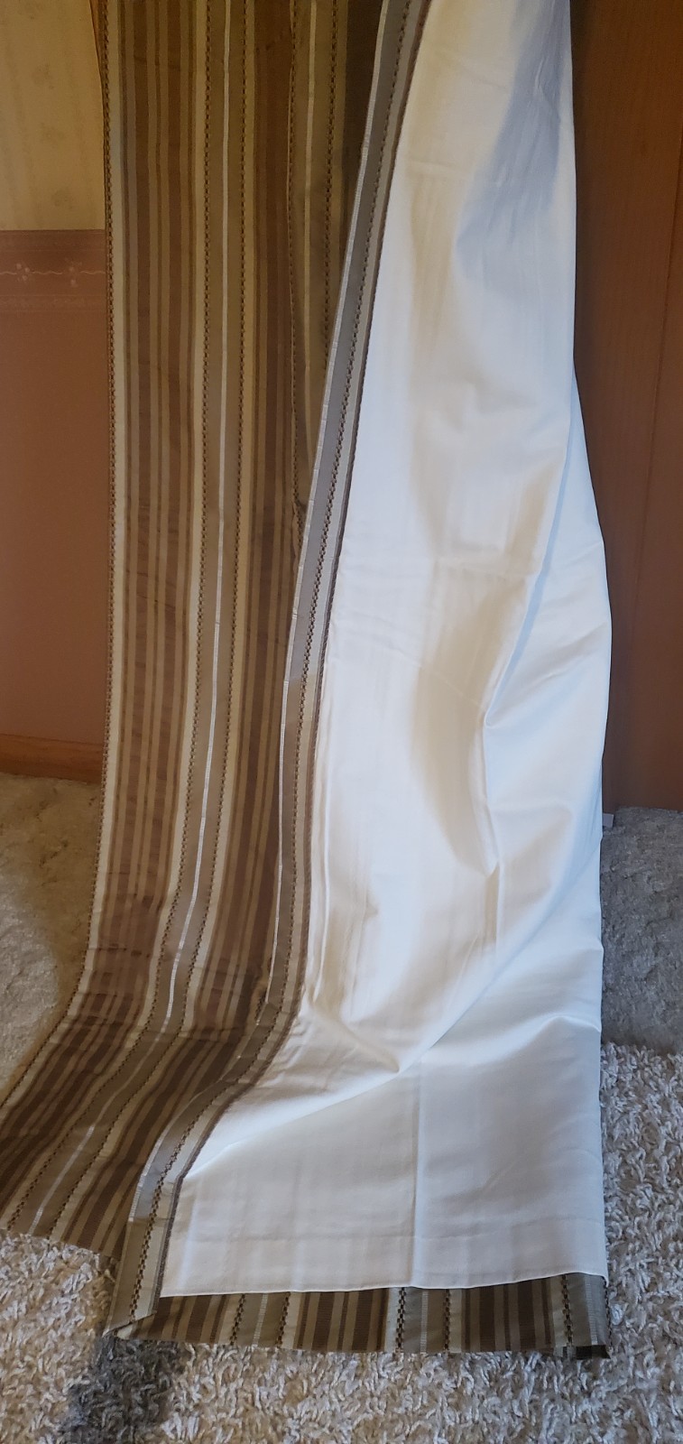 4 Panels CUSTOM pinch pleated drapes gold/brown heavy fabric lined ~110” long