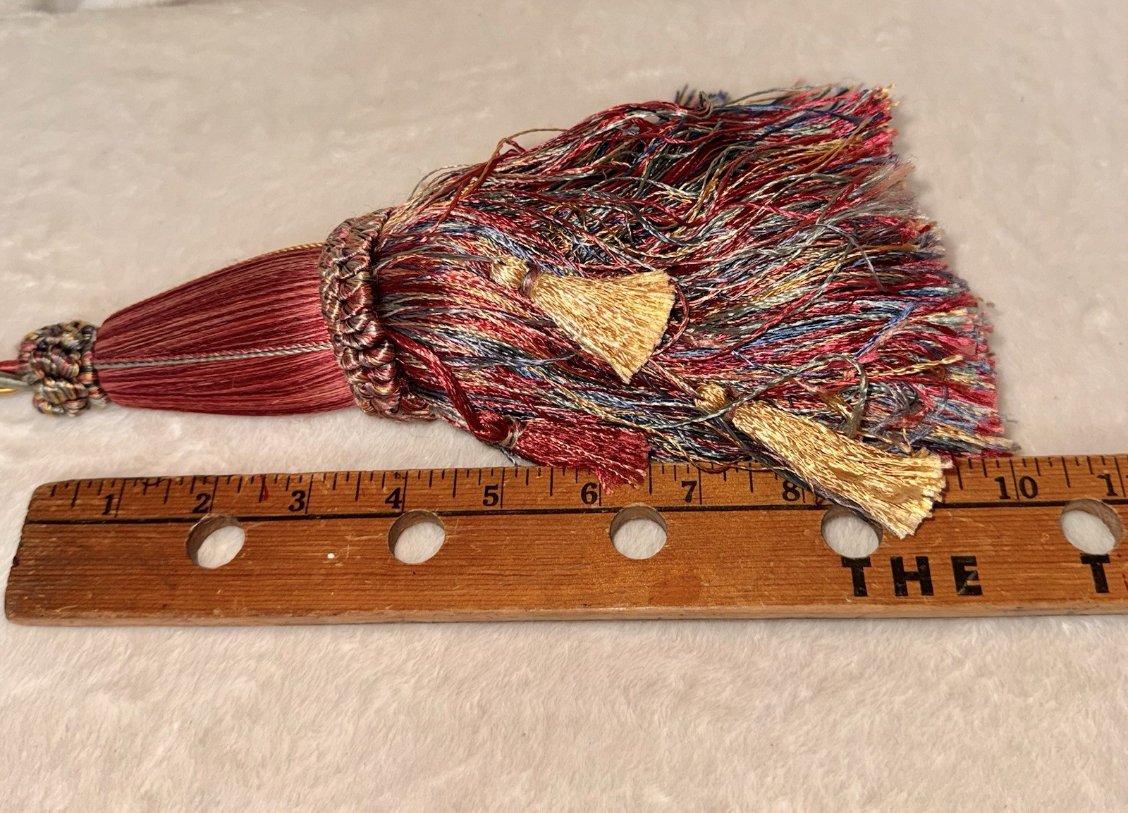 Set 2 – Vintage 10” DOUBLE TASSEL Drapery Tiebacks, 29” L, RED BLUE GREEN GOLD