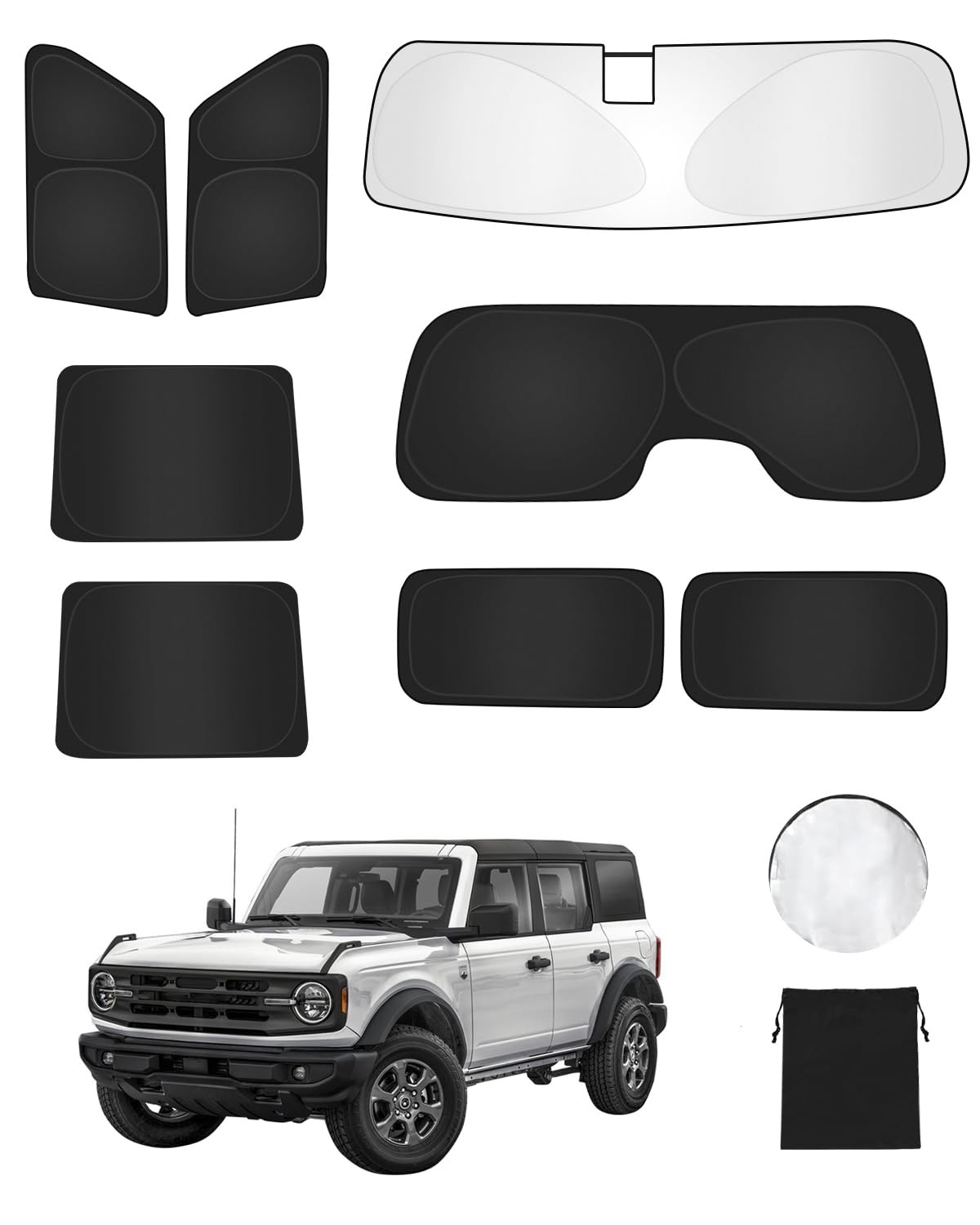 EVOOOR 8PCS Window Shade for Ford Bronco 2021-2024 2025 4 Door Accessories-