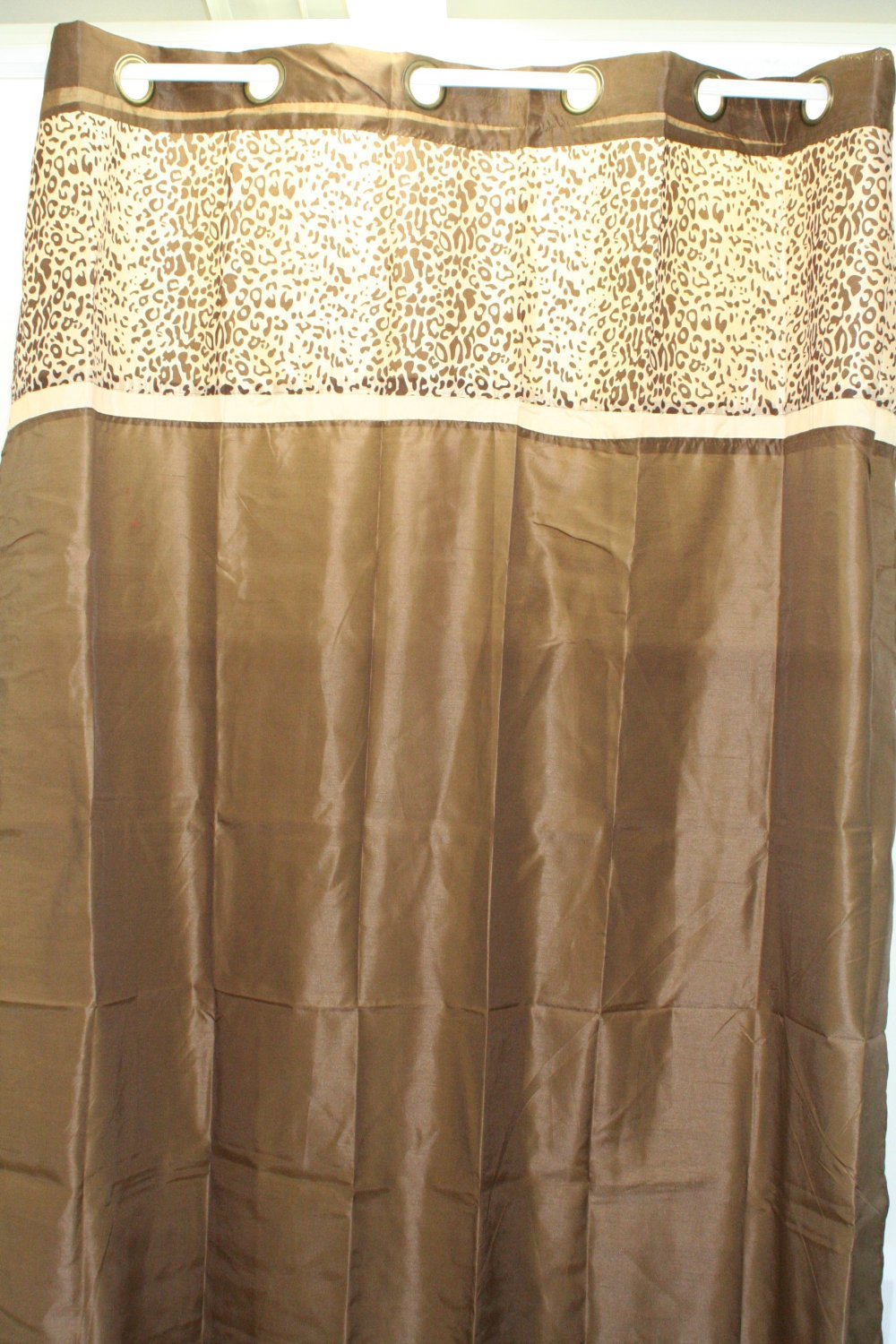 Two (2) Faux Silk Leopard Window Curtain Panel with 8 Grommets Each 54″x84″