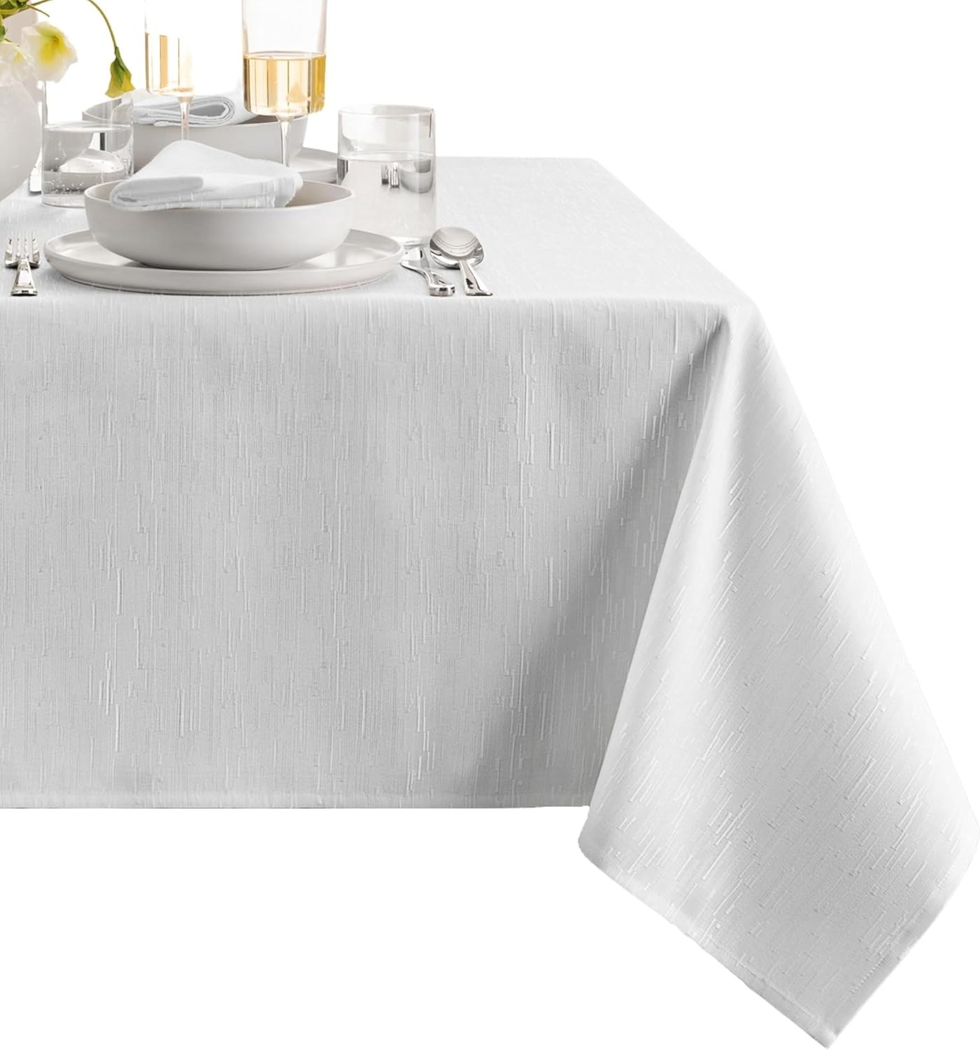 Home Fashions Continental Solid Texture Water, Stain & Wrinkle Resistant Tablecl