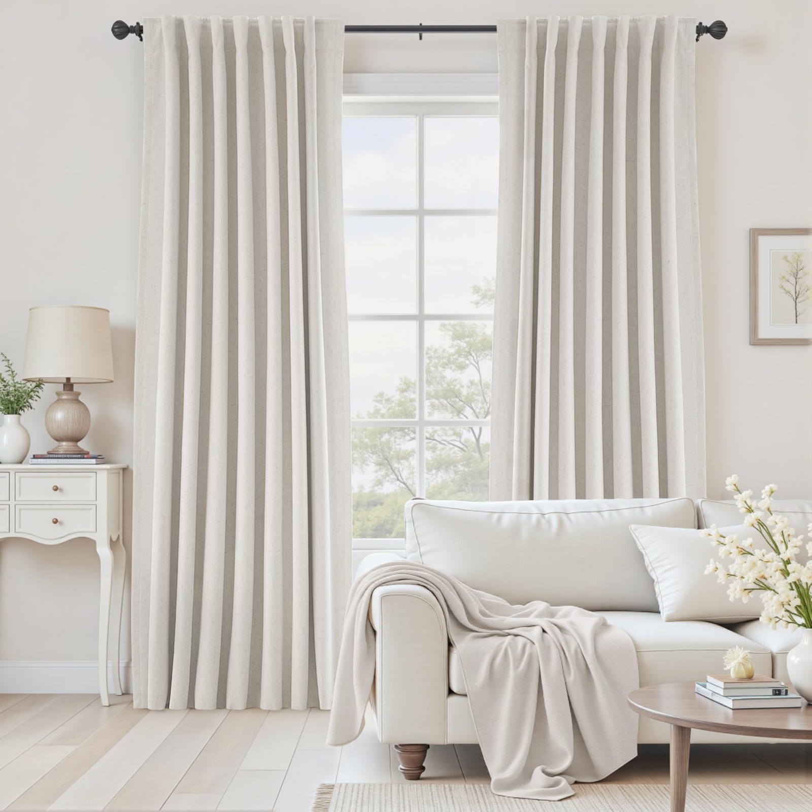 54 Inch Black Out Curtains for Bedroom 2 Panels Set, Cream