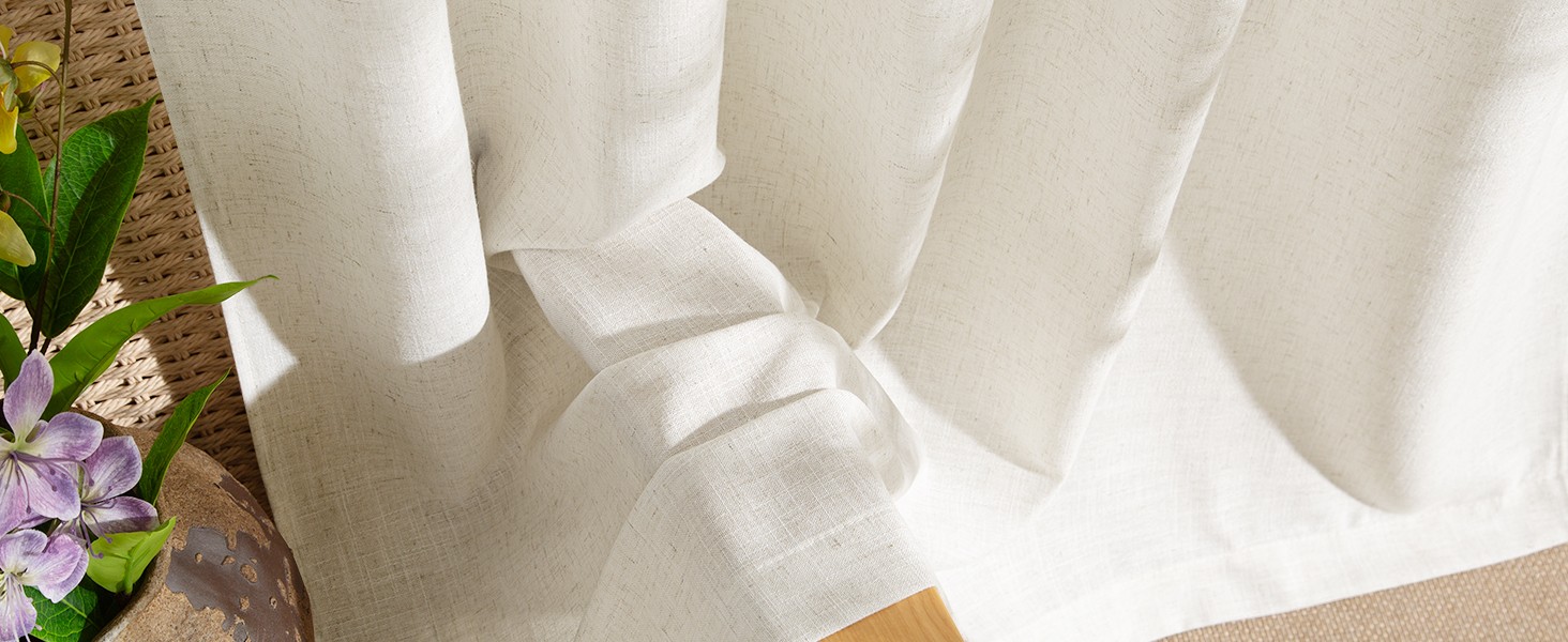 Linen Curtains 108 inch Long 2 Panels Set for Living Room/Bedroom, 55″ Wide