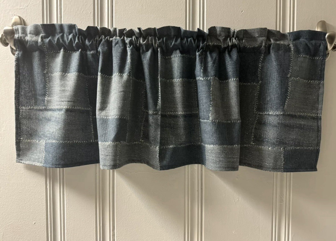 Custom Denim Patchwork Look VALANCE CURTAIN 100% Cotton Bedroom RV Curtains
