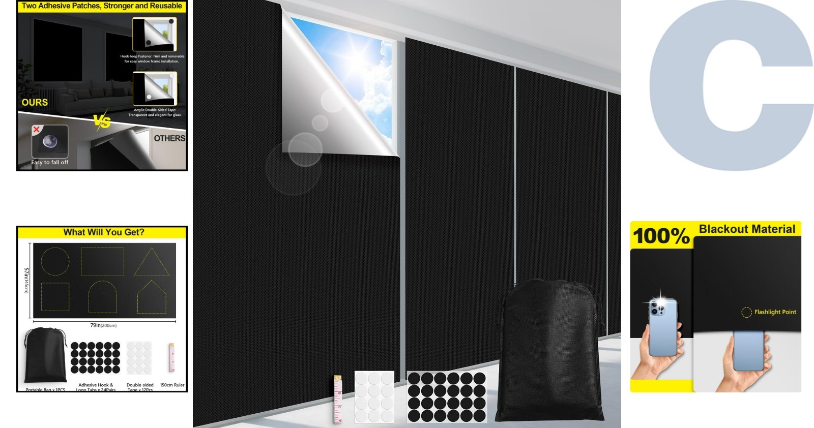 Portable Cuttable Blackout Curtains for Any Window – Total Darkness & Sun Block
