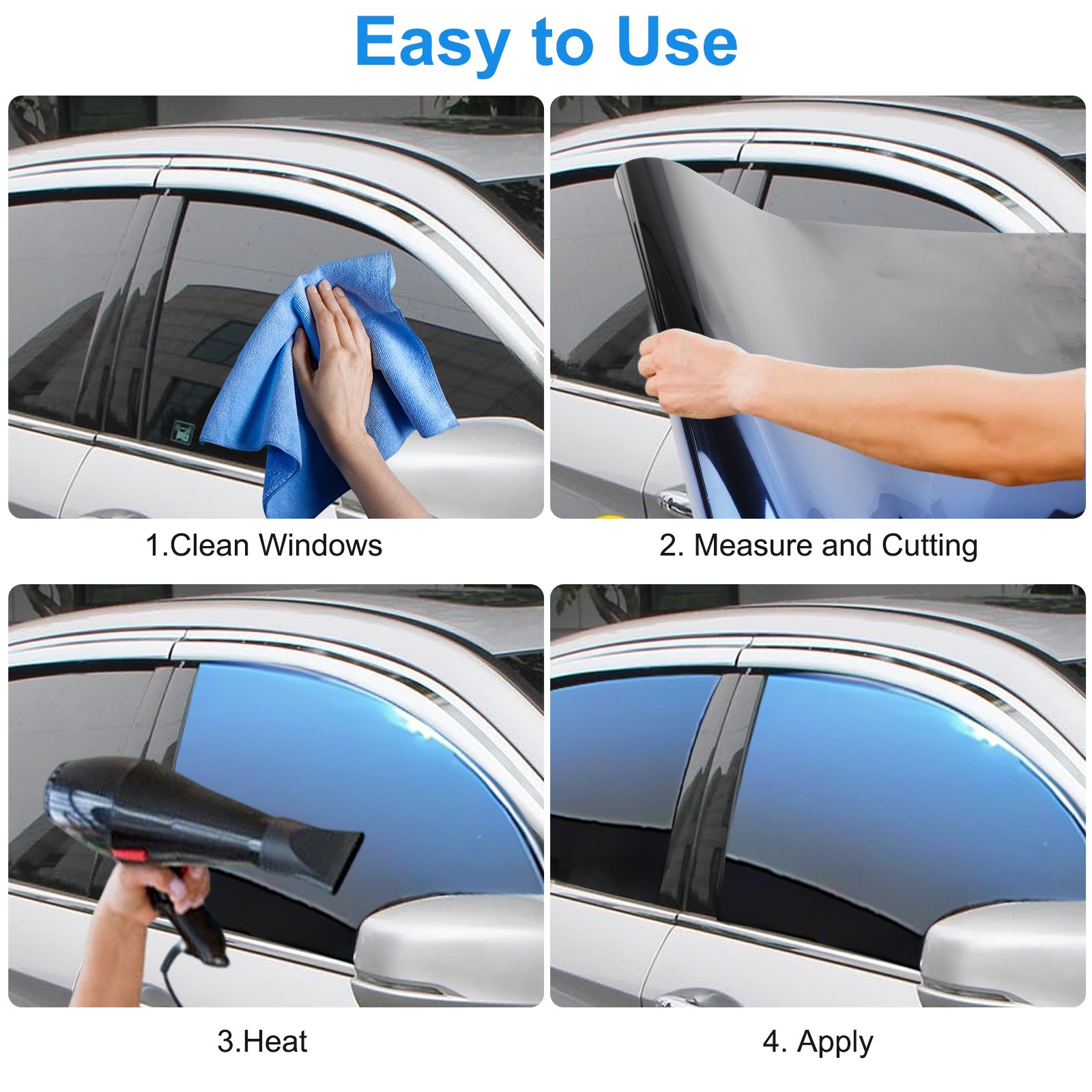 50x300cm Car Window Tint Scratch-Resistant Privacy Sunshade Film for Auto Glass