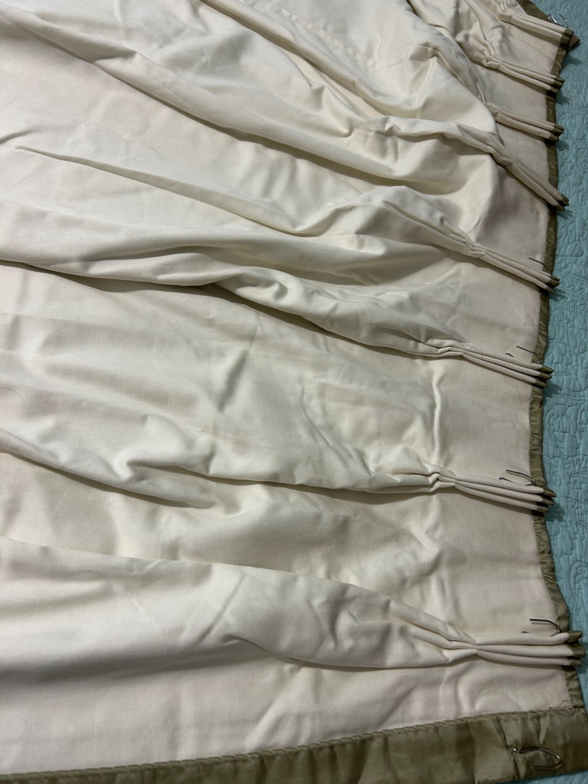 Custom Made Taffeta Silk 2 Panels 41” X 89” Pleated Drapes Curtains Green