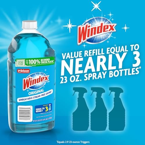 Windex Glass and Window Cleaner Bottle, Bottle 67.6 Fl Oz (Pack of 1) Refill