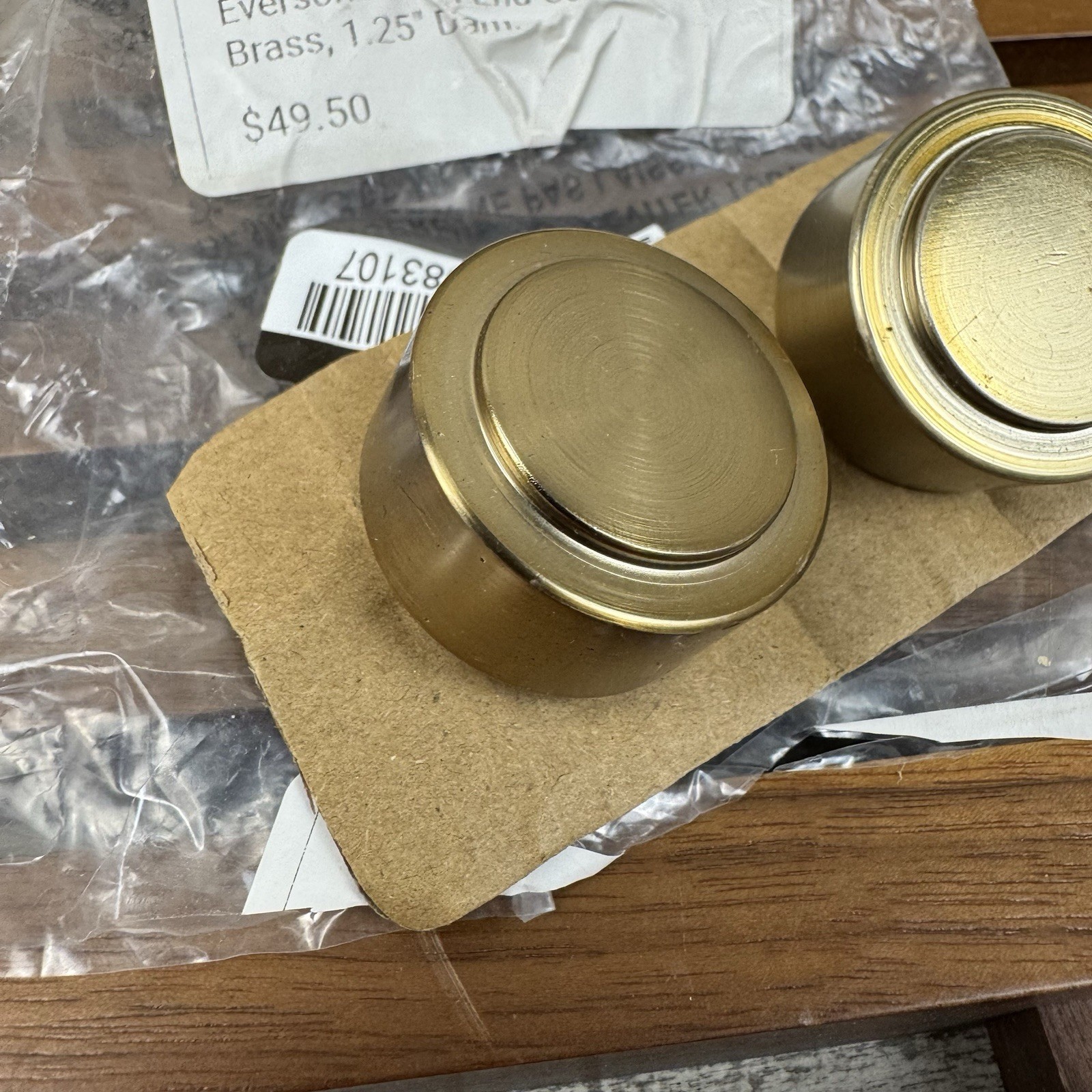 Pottery Barn Everson Round End Cap Finials 1.25” Set/2 Brass Scuffed Read OB
