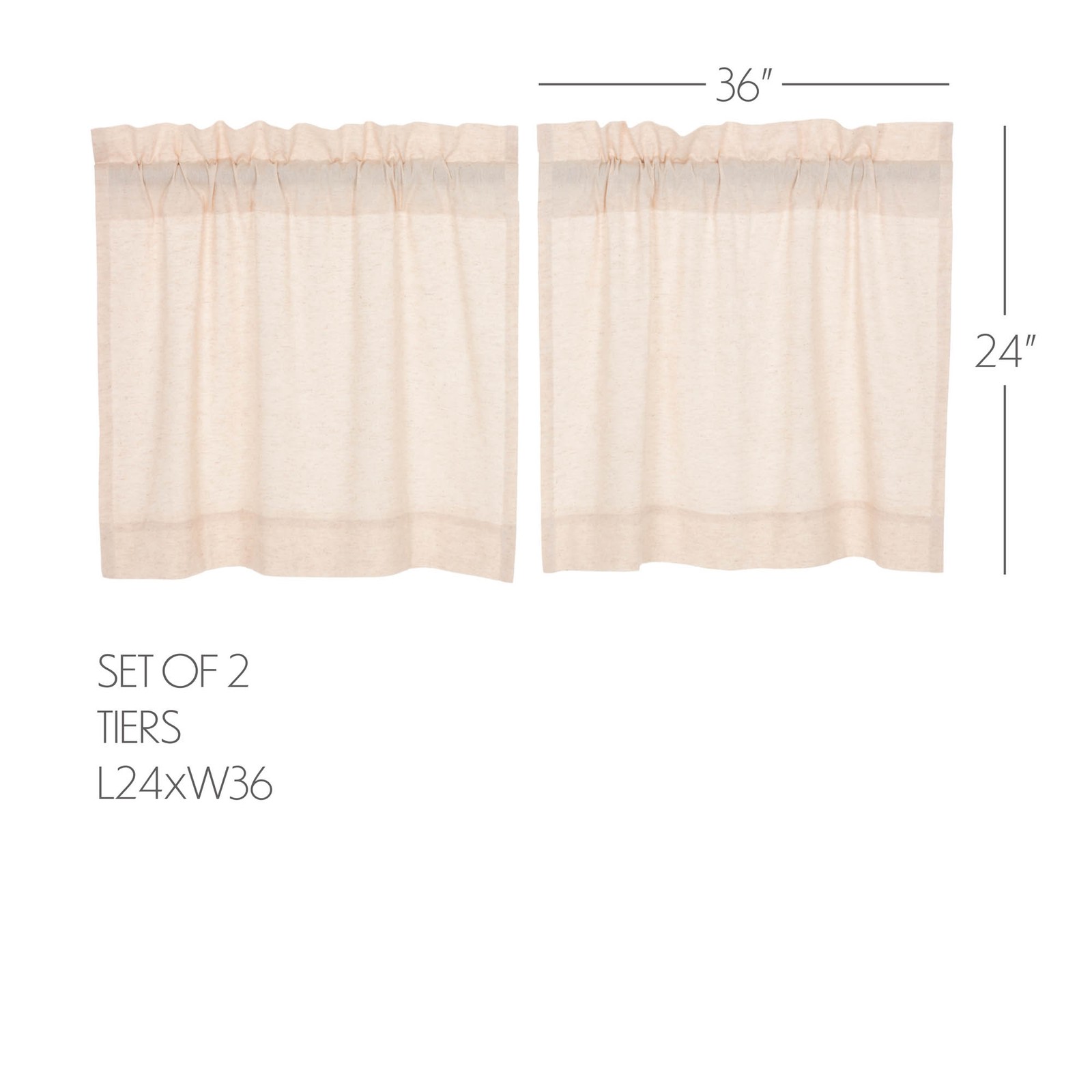 Simple Life Flax Natural Set (1 Valance 16×72 ; 2 Tier 24×36) VHC Brands