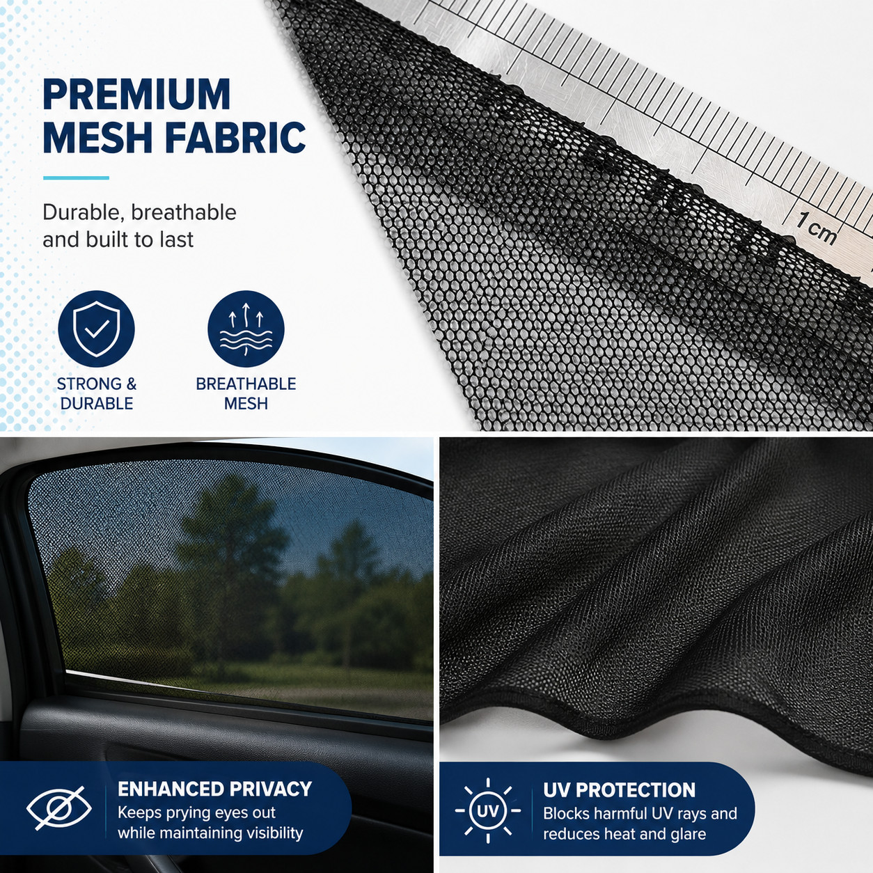 Car Window Mesh Sun Shade Screen Covers UV Protection Breathable Insect Shield