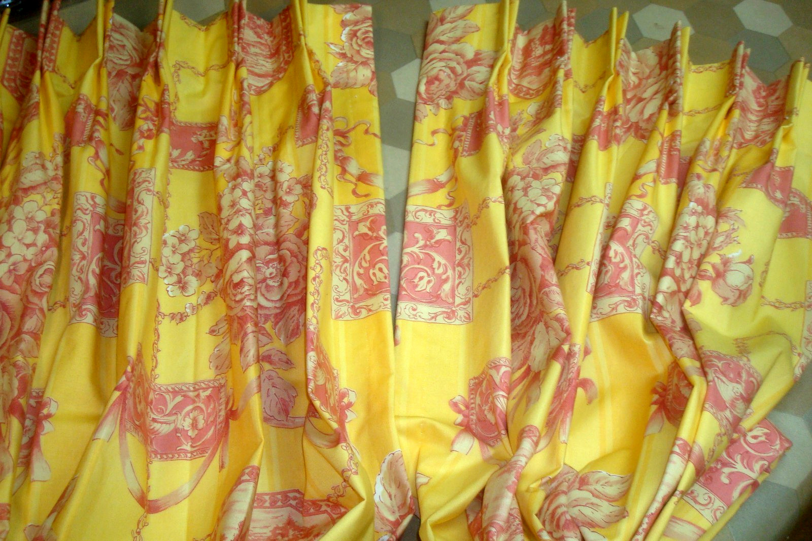 New Custom Lined DRAPES 2 pc Duralee Pastoral Classique Toile Pleated 96″ lg