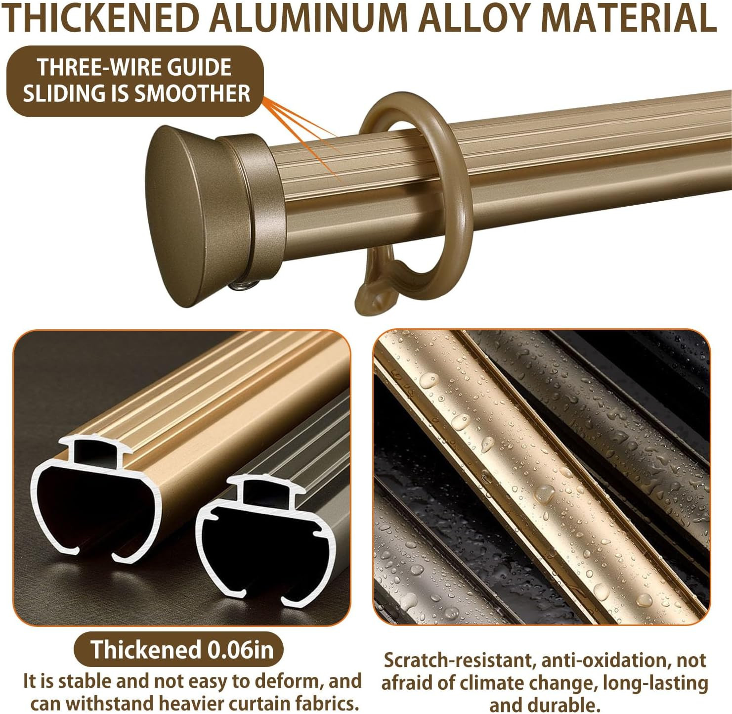 Double Curtain Track Wall Mounted, Roman Rod for Curtain, Aluminum Heavy-Duty Si