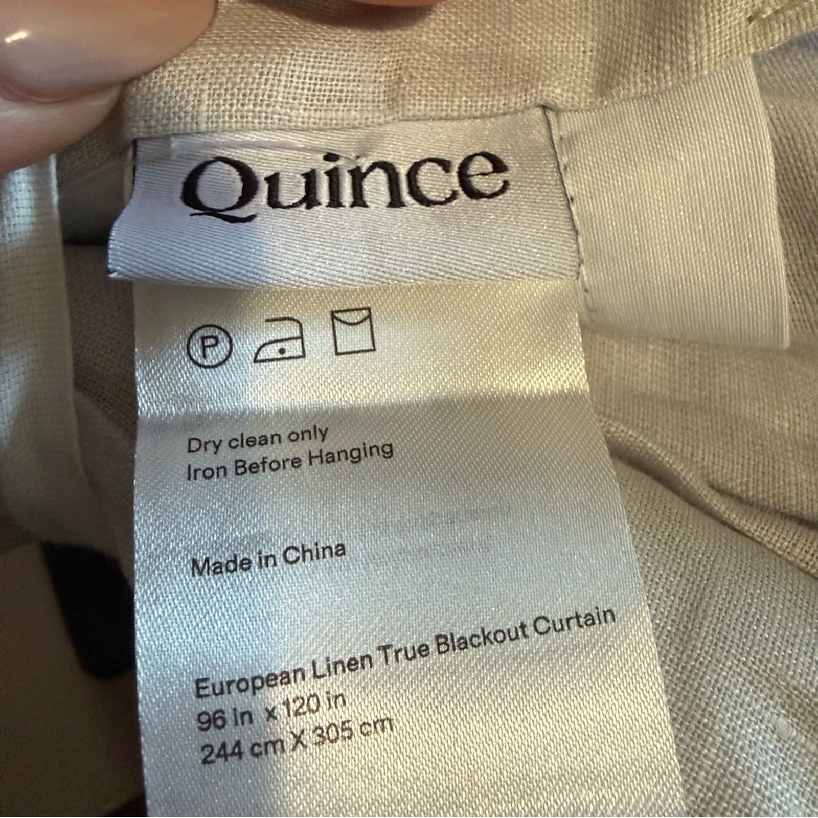 Quince European Linen True Blackout Curtain Panel Cloud Gray Size 96” x 120”