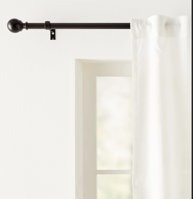 Amazon Basics 1 Inch Curtain Rod with Round Finials 72 to 144 Inch Espresso New
