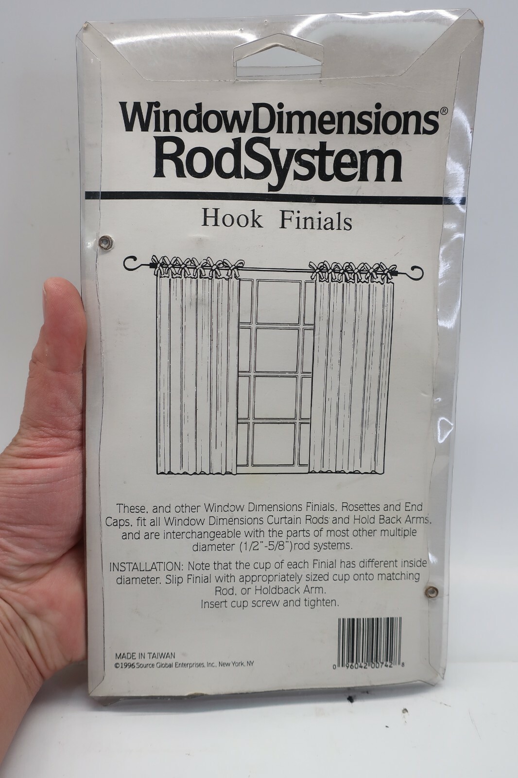 Vintage Window Dimensions 1996 RodSystem Hook Finials Diameter 1/2″-5/8″