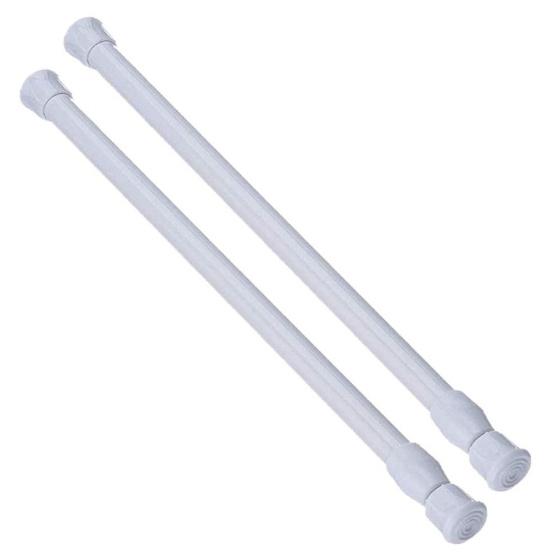 2Pcs Adjustable Spring Tension Curtain Rod, 23-44 in. Telescopic Steel Tube