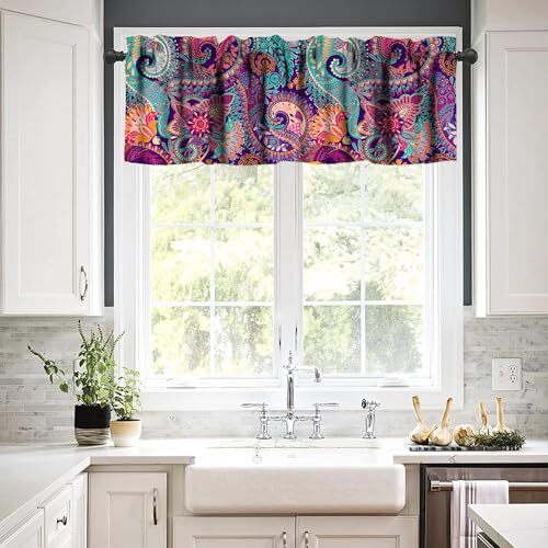 Indian Boho Curtains, Mandala Design Colorful Boho 54x18in（1 Pcs） Style-1