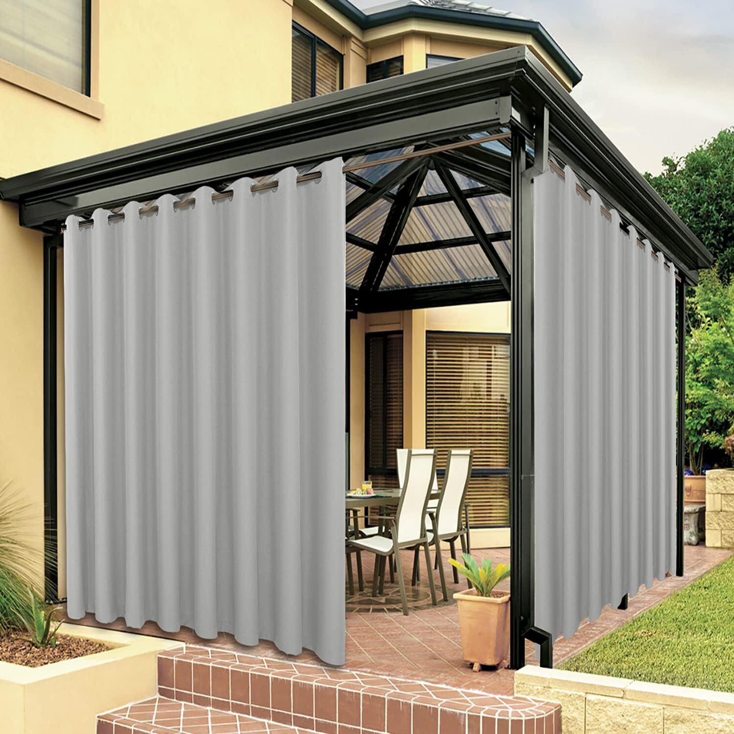 1x 2x Extra Wide Waterproof Outdoor Curtains for Patio Gazebo Blackout Drapes