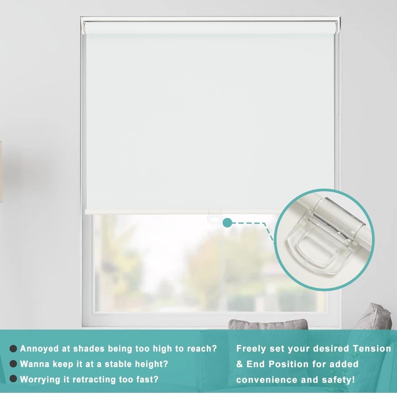 Changshade Cordless Blackout Roller Shade Room Darkening Roll Up Blind
