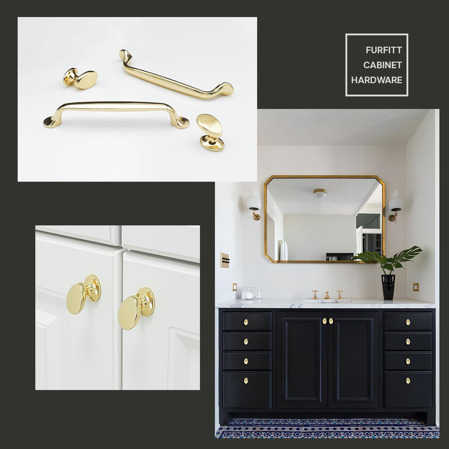 4 Pack Cabinet Knobs Polished Gold Solid Zinc Alloy Polished Brass Pulls for …