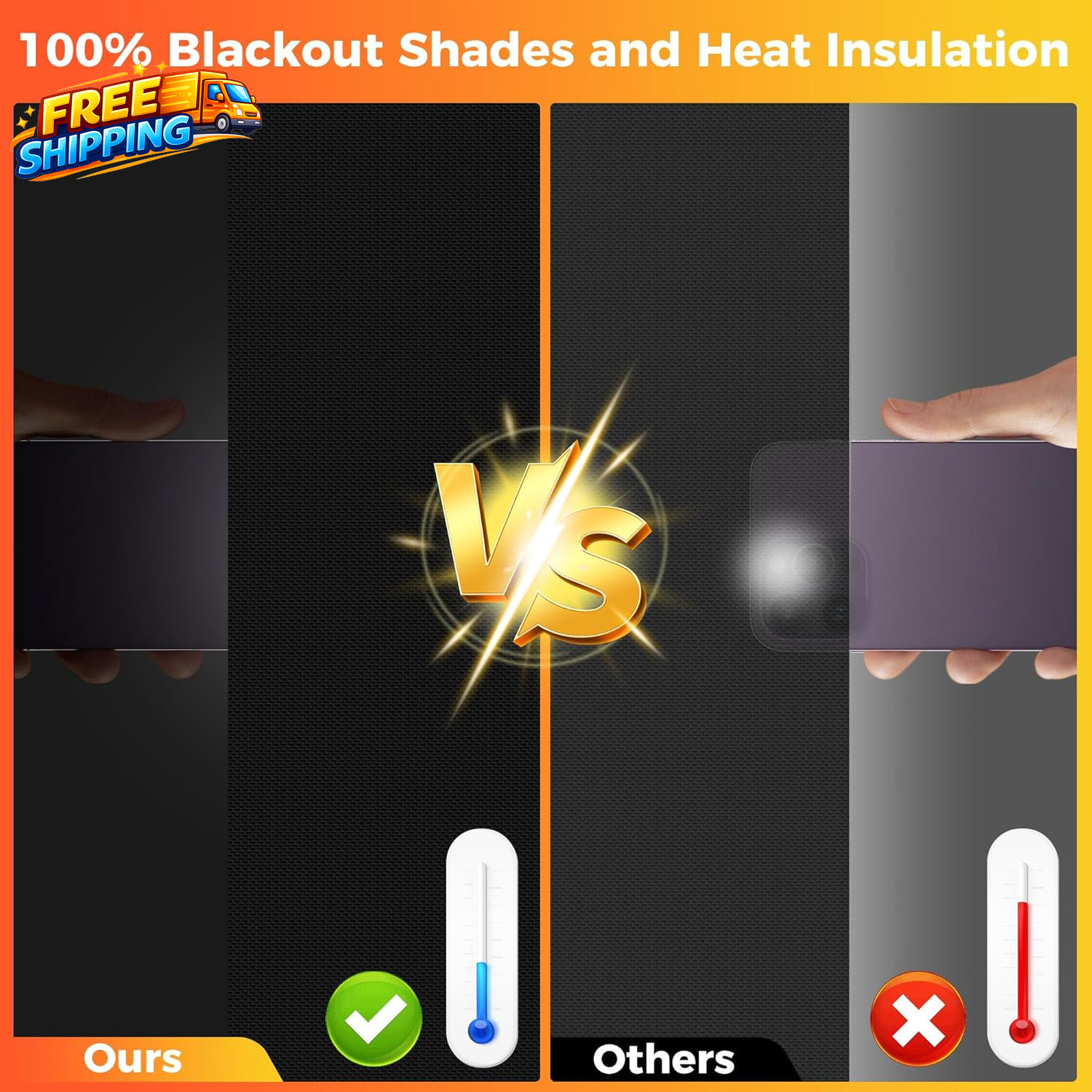 100% Black Out Window Cover Portable Blackout Shades Adhesive Thermal