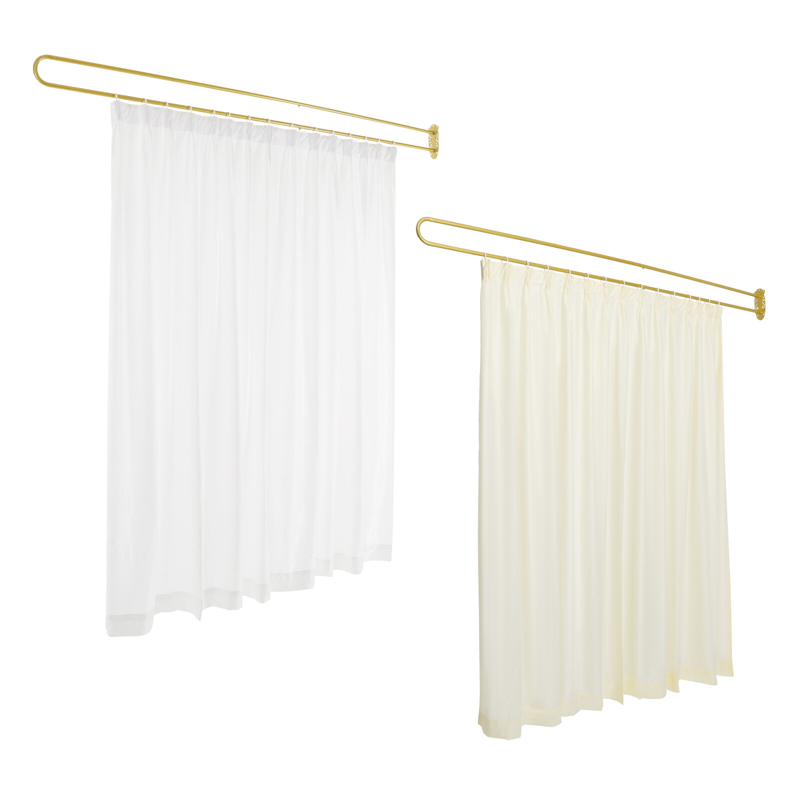 Gold/White UShape Partition Curtain Privacy Partition Curtain Livingroom Divider
