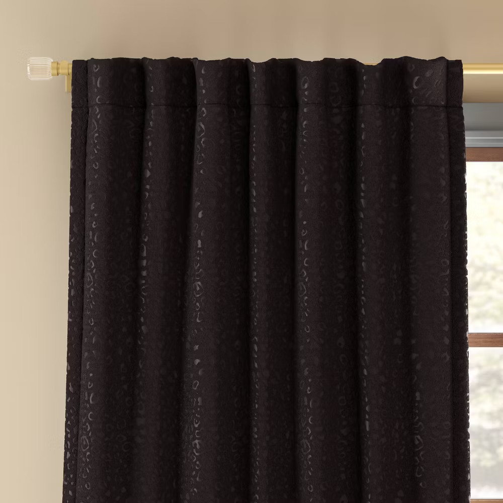 Blackout Embossed Velvet Curtain Panel – Threshold